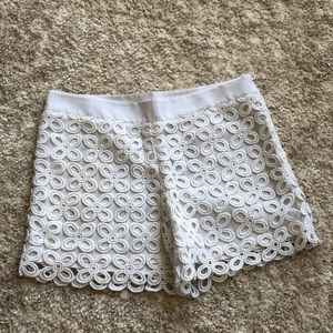 Club Monaco White Shorts with Embroidered Detail 0
